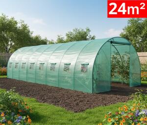 Оранжерия SUNNY 24 кв м 8х3х2м UV+, с 2 врати, 16 прозореца, подсилена 55 kg