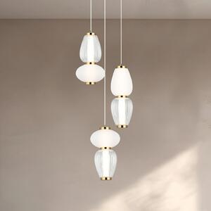 Viokef LED висяща лампа Shiny, Ø 60 cm, прозрачна/бяла, стъкло, Прозрачен, Дневна/трапезария, Стъкло, Модерен