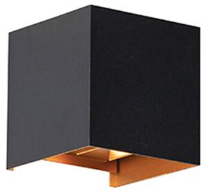 Външна стенна лампа черна със злато с LED 2-светлина IP54 - Edwin