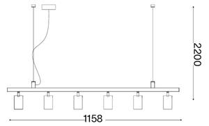 Ideal Lux - LED полилей на кабел DYNAMITE 6xGU10/7W/230V CRI 90 месинг