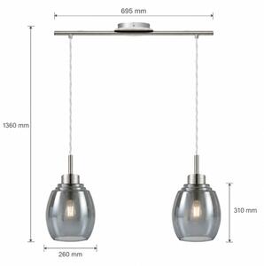 BRILAGI - LED полилей на кабел RETRO GLASS 2xE27/60W/230V матов хром/опушено сиво