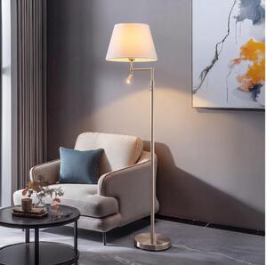 BRILAGI - LED подова лампа CERIA 1xE27/60W/230V + LED/2,1W матов хром/бяла