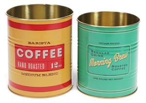 Декоративни кутии за съхранение в комплект от 2 бр. от калай ø 11x13 cm Vintage Coffee – Rex London