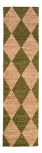 Зелена/естествена ръчно изработена пътека със смес от юта 80x230 cm Effie Diamond – Flair Rugs