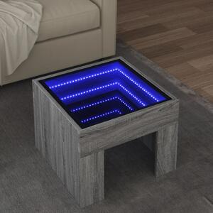 VidaXL Маса за кафе с Infinity LED, сив сонома, 40x40x30 см