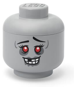 Сива пластмасова детска кутия за съхранение ø 24x27 cm Head Zombie L – LEGO®