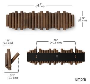 UMBRA Закачалка за стена с 8бр.куки “PICKET RAIL“ - цвят орех