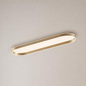 Lucande LED таванна лампа Rylan, 112 см, месинг, с регулиране на яркостта, CCT, Затъмняване, Злато / месинг, Дневна/трапезария, Метал, Модерен