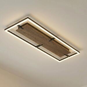 Lucande LED таванна лампа Vectra, 100 x 30 см, дърво, с регулиране на яркостта, Затъмняване, Дърво, Дневна/трапезария, Пластмаса, Модерен
