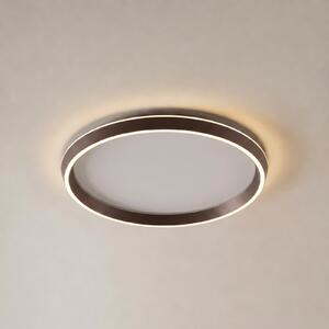 Lucande LED таванна лампа Rylan, кафява, Ø 62 см, с регулиране на яркостта, CCT, Затъмняване, Кафяв / ръждив, Дневна/трапезария, Метал, Модерен