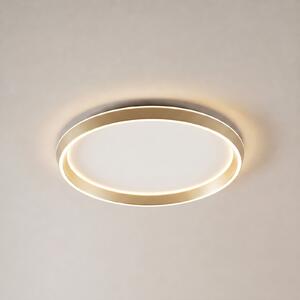Lucande LED таванна лампа „Rylan“ на Lucande, месинг, Ø 62 см, с регулиране яркостта, Затъмняване, Злато / месинг, Дневна/трапезария, Метал, Модерен