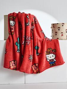 Sinsay - Одеяло с каубойски мотив Hello Kitty - червeн