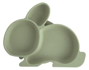 Светлозелена силиконова детска чиния 18x23 cm Bunny – Orion