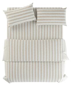 Светлосиво/кремаво единично ленено спално бельо 135x200 cm Natural Stripes – Native Natural