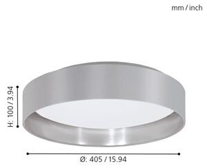 Eglo 31623 - LED таванен плафон MASERLO LED/16W/230V диам. 40,5 cm сив/сребрист