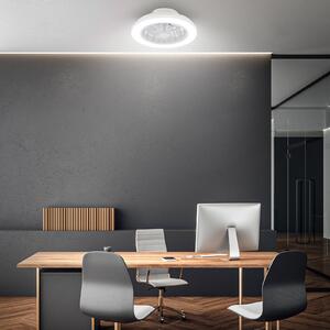 Briloner LED тавански вентилатор „Pafo“, бял, пластмаса, CCT, дистанционно управление, Затъмняване, Бял, спалня, Пластмаса