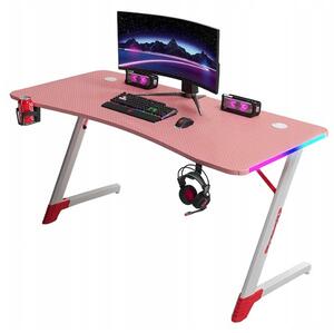 Розова геймърска PC маса с RGB LED осветление Šírka: 120 cm
