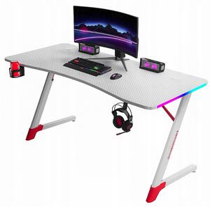 Бяла геймърска PC маса с RGB LED осветление Šírka: 120 cm