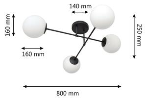 Полилей за повърхностен монтаж MOON 4xE27/15W/230V черен