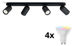Philips - LED RGBW димируемо точково осветително тяло 4xGU10/4,8W/230V3000K черно + с дистанционно управление