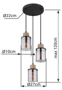 Globo 15707-3HR - Пендел REID 3xE27/15W/230V Ø 27 cm дъб