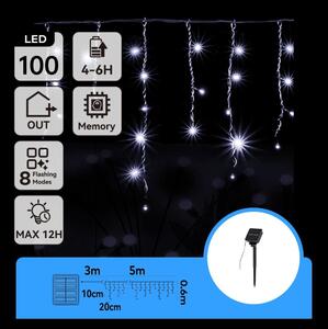 Aigostar - Соларна LED гирлянда 100xLED/8 режима 8x0,6m IP65 студено бяла