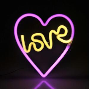 LED Неонова декорация за стена LOVE LED/3W/3xAA USB розов