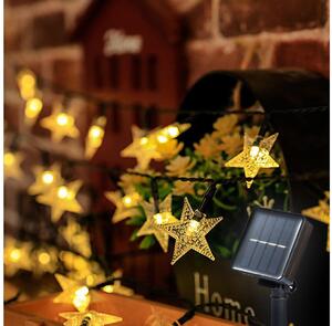 Brilagi - LED соларна декоративна верига STARS 50 LED/8 функции 7м IP65 топло бя