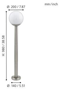 Eglo 33566 - LED димируема външна лампа NISIA-C 1xE27/9W/230V 980 mm IP44