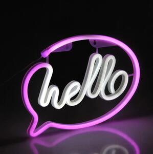 LED неонова стенна декорация HELLO LED/3W/3xAA USB розова