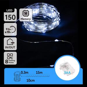 Aigostar - LED външна гирлянда 150xLED/8 функции 15,3m IP44 студено бяла