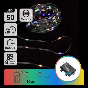 Aigostar - Външен LED гирлянд 50xLED/8 функции 3xAA 5,3m IP44 многоцветен