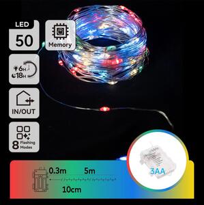 Aigostar - LED външна гирлянда 50xLED/8 режима 3xAA 5,3m IP44 многоцветна