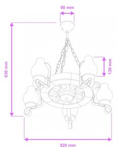 Brilagi - Полилей на верига ROATA, 5×E14 (макс. 40 W), 230 V, Ø 50 см, корпус от бук