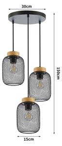 Brilagi - Полилей с кабел BASKLITE 3xE27/15W/230V дърво/черен