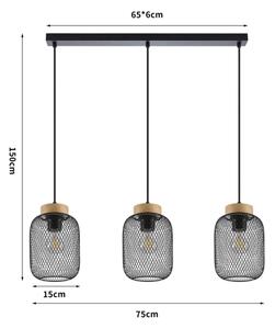 Brilagi - Полилей на кабел BASKLITE 3xE27/15W/230V дърво/черен