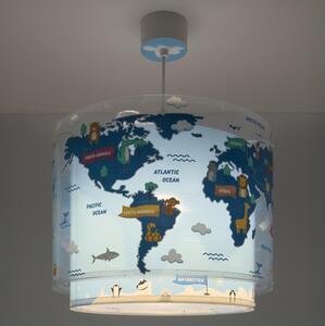 Dalber 40672 - Детски полилей WORLD 1xE27/15W/230V син