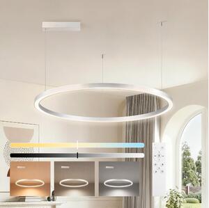Brilagi-LED Димируем висящ полилей на кабел PORTOFINO LED/60W/230V диам. 80 см сребрист + дистанционно управление