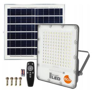 Димируем соларен LED прожектор LED/150W/3,2V 5000K 15000 mAh IP65 черен + дистанционно управление