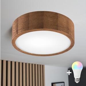 Brilagi - LED RGBW димируема плафонна лампа CARVALHO 1xE27/9W/230V Wi‑Fi дъб Ø 27,5 см