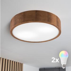 Brilagi - LED RGBW димируем таванен плафон CARVALHO 2xE27/9W/230V Wi‑Fi дъб Ø 37,5 см