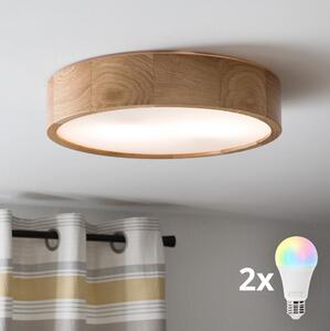 Brilagi - LED RGBW димируема таванна лампа CARVALHO 2xE27/9W/230V Wi-Fi дъб Ø 37,5 см