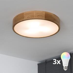 Brilagi - LED RGBW димируема таванна лампа CARVALHO 3xE27/9W/230V Wi-Fi дъб Ø 47,5 см