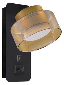 Brilagi - LED Настенна лампа с USB порт AURA LUX 1xGX53/30W/230V черна/златна