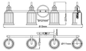 Quoizel QZ-SWELL4-BB-BATH-LED Стенно осветително тяло за баня SWELL 4xG9/3W/230V IP44, златисто