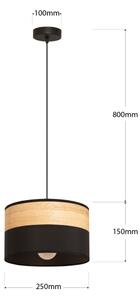 Висяща лампа на кабел ALBA 1xE27/15W/230V Ø25 см черна/кафява