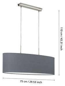 Eglo 55276 - Висящ полилей на кабел PASTERI 2xE27/60W/230V сив