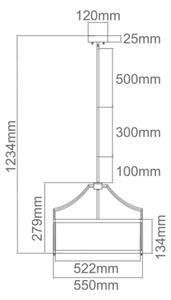 Open Design OR80896 - Полилей на прът STANZA 4xE27/15W/230V Ø 55 см месинг/бял