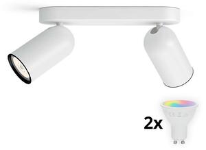Philips - LED RGBW димируемо точково осветително тяло PONGEE 2xGU10/4,8W/230V бяло + дистанционно управление