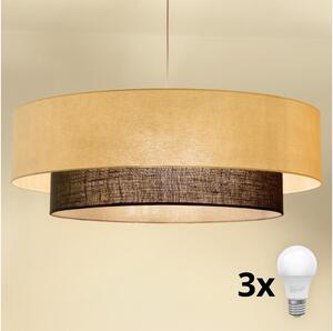 Brilagi - LED полилей на кабел BOHO стил 3xE27/15W/230V Ø 80 см кремав/кафяв